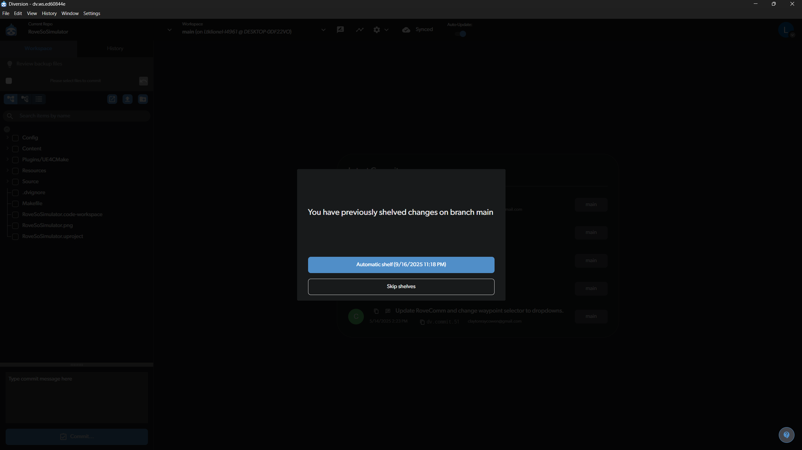 Restoring Shelved Changes
